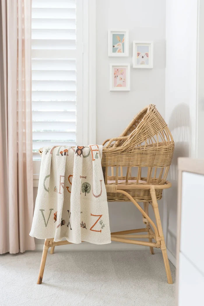 Alimrose Alphabet Baby Blanket Natural