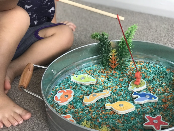 Djeco Wooden Magnetic 12 Piece Tropical Fishing Game