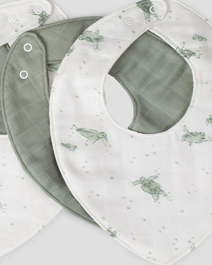 Little Bamboo Baby Muslin Bib 5 Pack - Turtle Bay