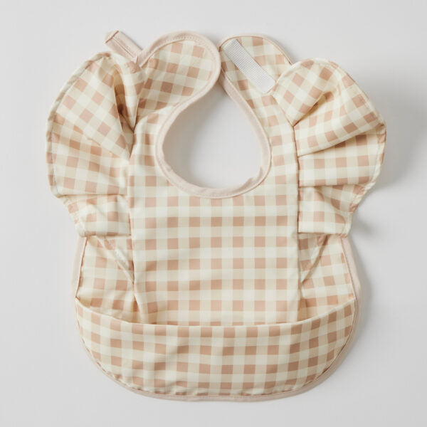Pocket Frilled Bib - Gingham