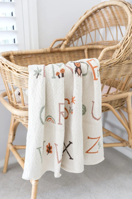 Alimrose Alphabet Baby Blanket Natural