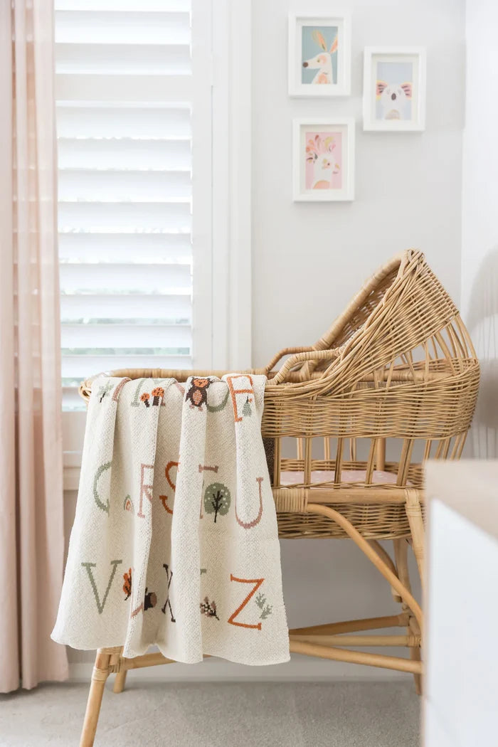 Alimrose Alphabet Baby Blanket Natural