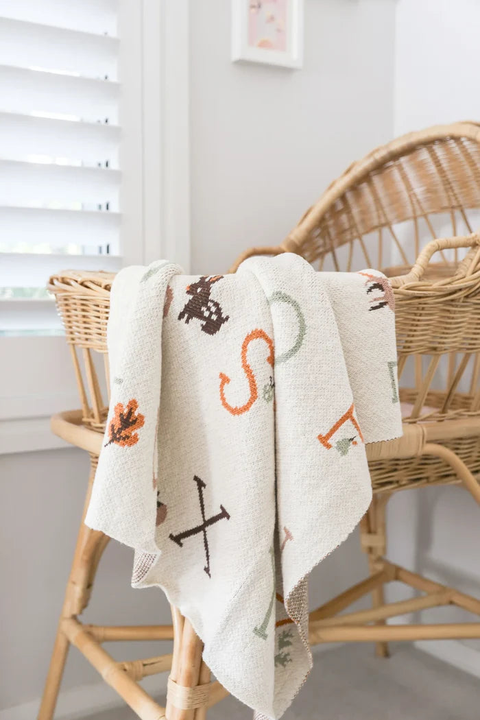 Alimrose Alphabet Baby Blanket Natural