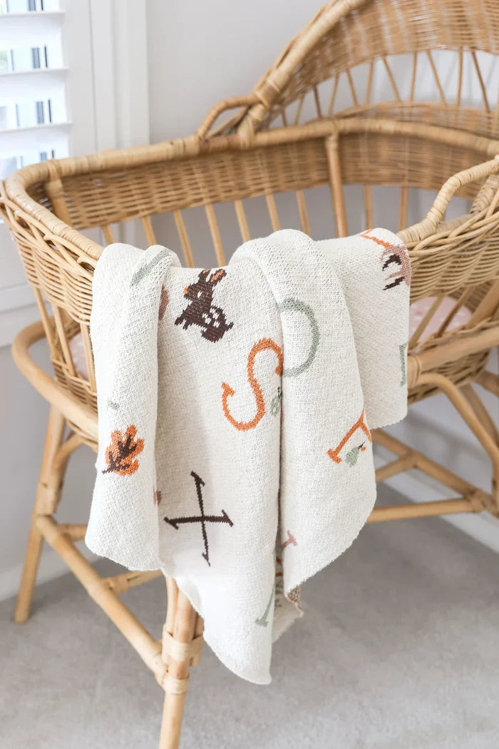 Alimrose Alphabet Baby Blanket Natural