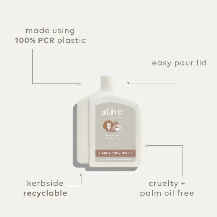 al.ive body 650ml Gentle Baby Wash Refill - Calming Oatmeal