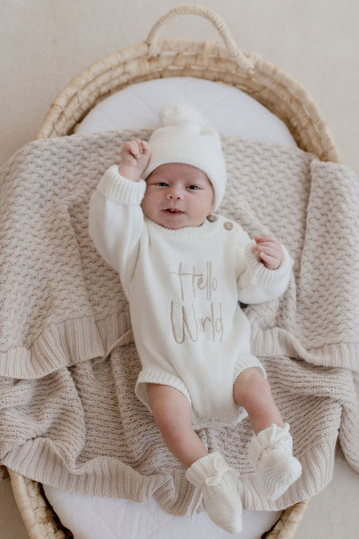 Bambella Knit Cotton Blanket | Haze