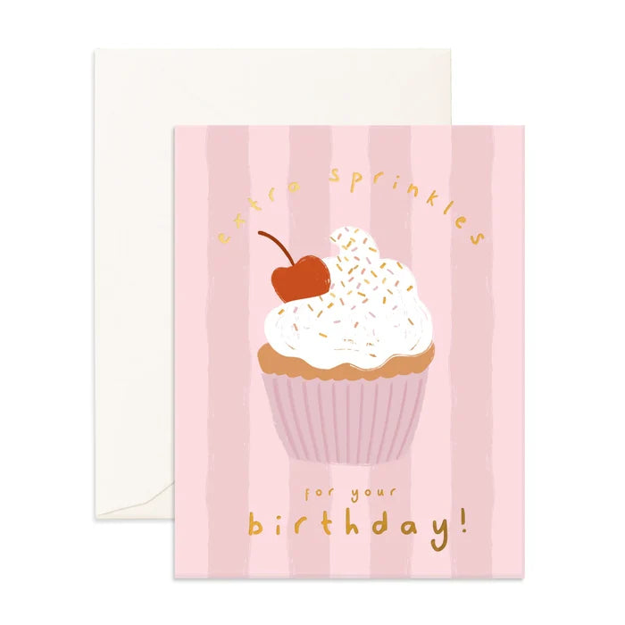 Birthday Extra Sprinkles Cupcake Greeting Card