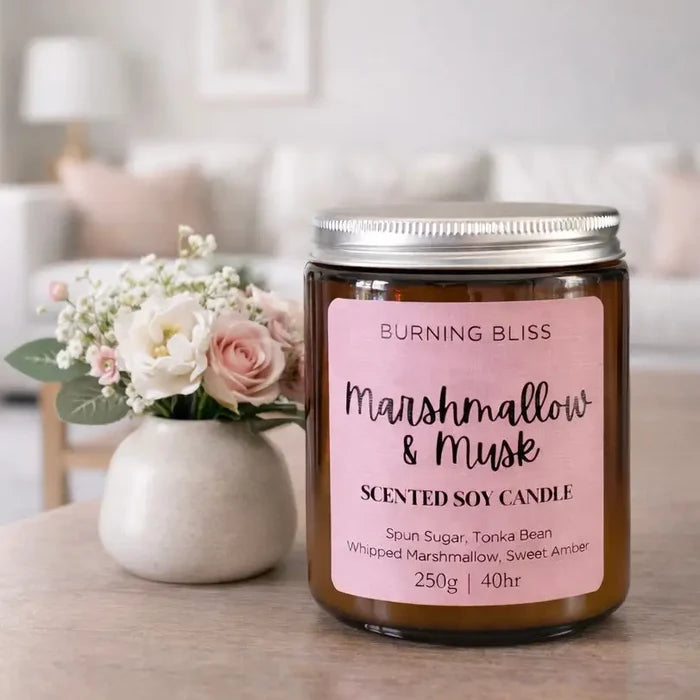 Burning Bliss Marshmallow & Musk Soy Candle