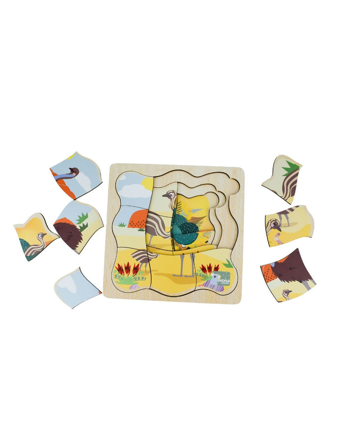 Bush Buddies Life Cycle 4 Layer Puzzle - Emu