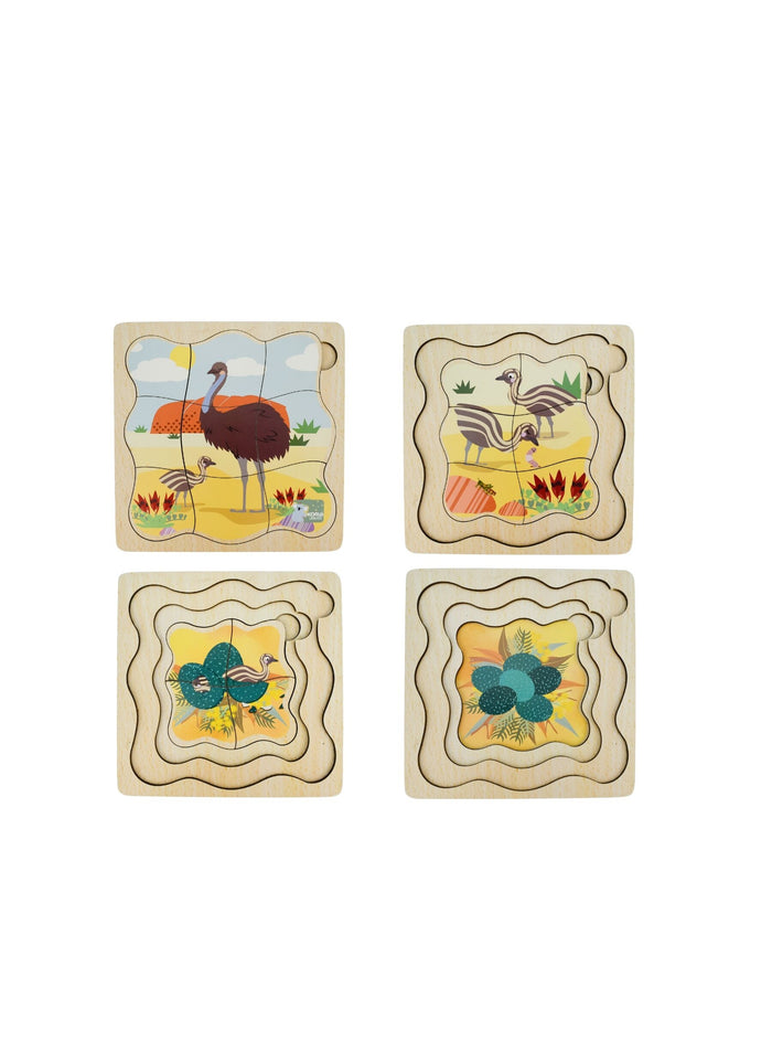 Bush Buddies Life Cycle 4 Layer Puzzle - Emu