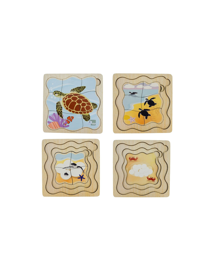 Bush Buddies Life Cycle 4 Layer Puzzle - Green Sea Turtle