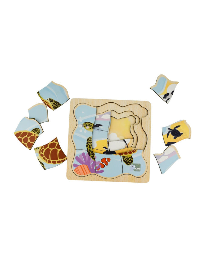 Bush Buddies Life Cycle 4 Layer Puzzle - Green Sea Turtle
