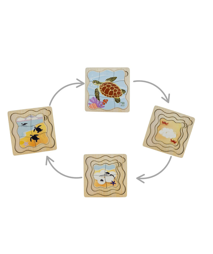 Bush Buddies Life Cycle 4 Layer Puzzle - Green Sea Turtle