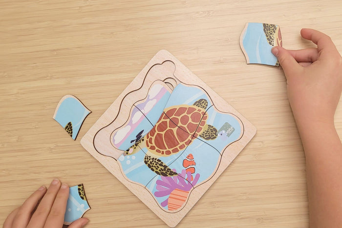 Bush Buddies Life Cycle 4 Layer Puzzle - Green Sea Turtle
