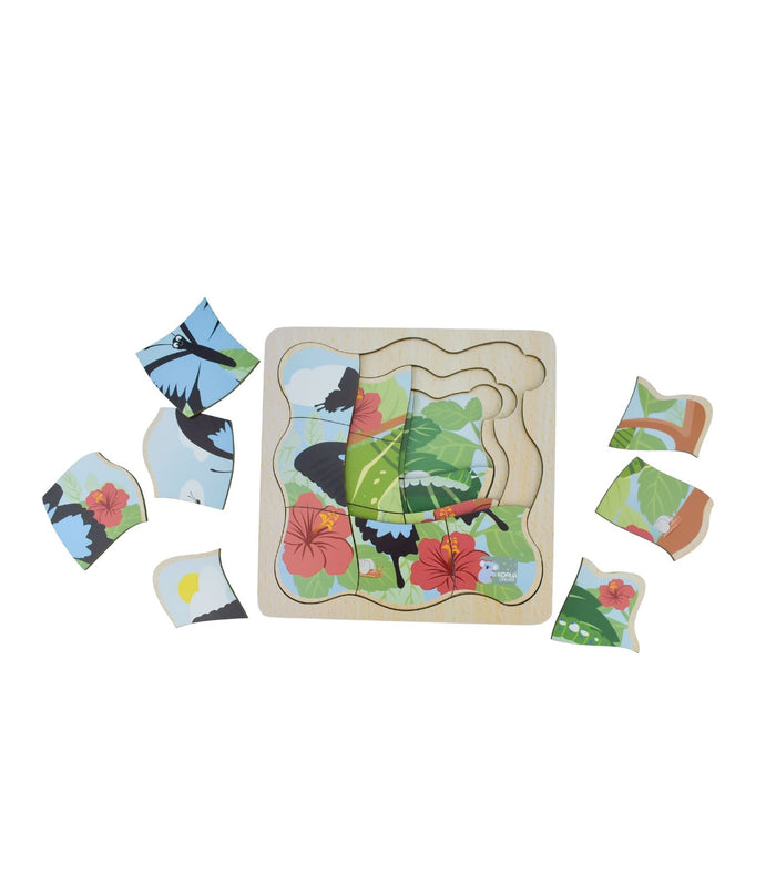 Bush Buddies Life Cycle 4 Layer Puzzle -  Ulysses Butterfly