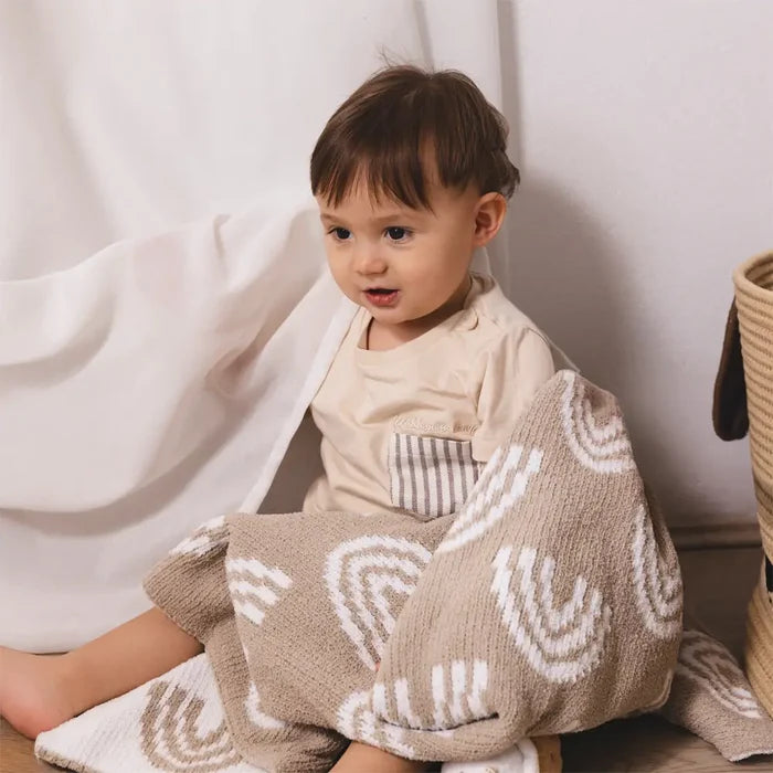Chenille Blanket - Rainbow Taupe