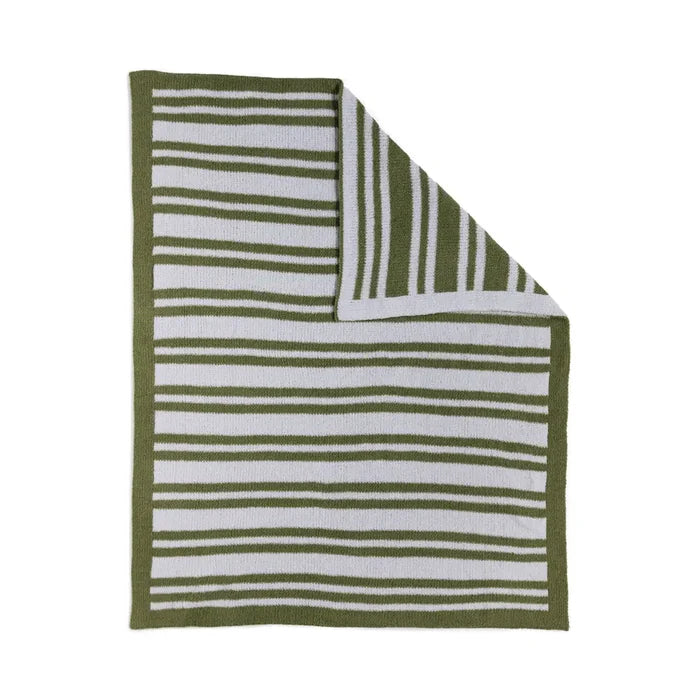 Chenille Blanket -  Sage Stripes
