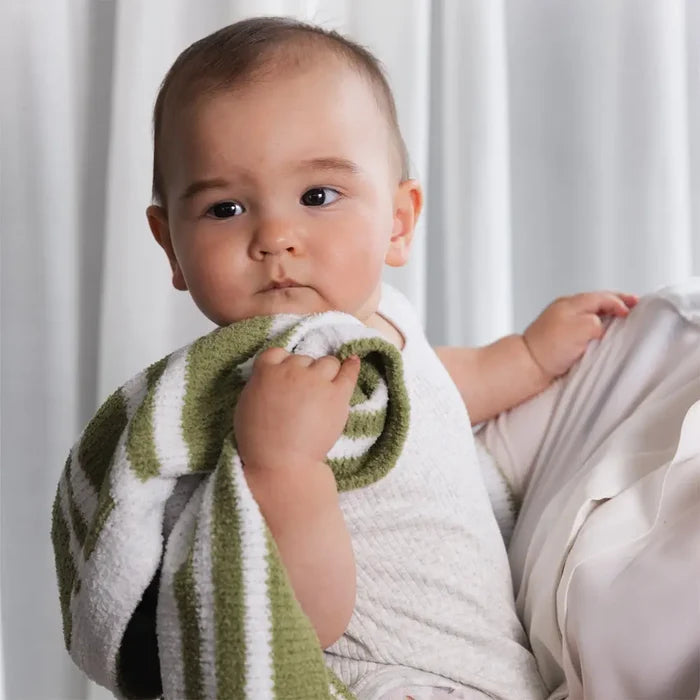Chenille Blanket -  Sage Stripes