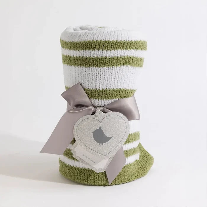 Chenille Blanket -  Sage Stripes
