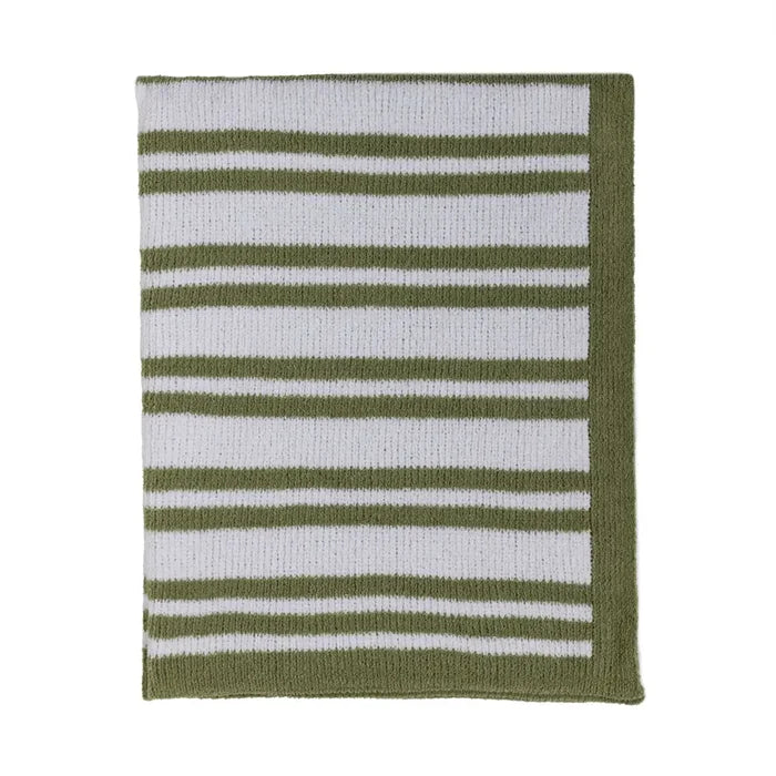 Chenille Blanket -  Sage Stripes