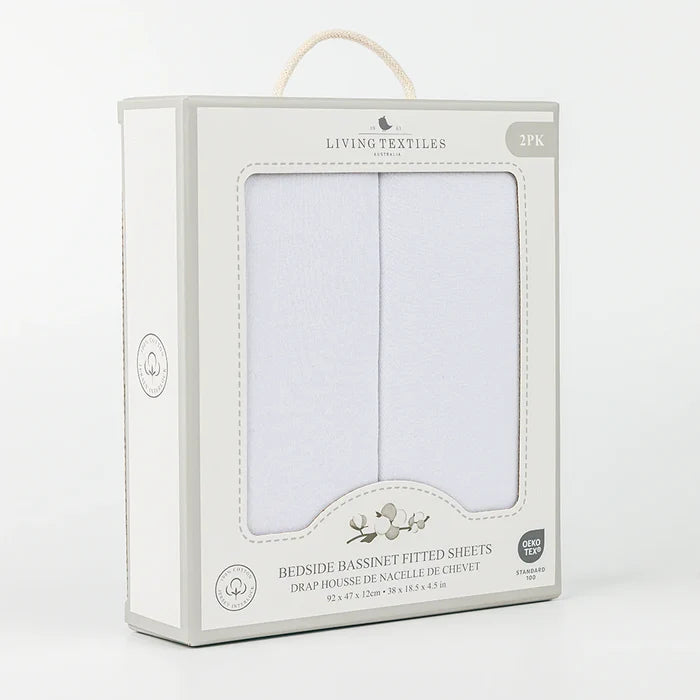 Cotton Jersey Bedside Co-Sleeper Fitted Sheet 2 Pack - White