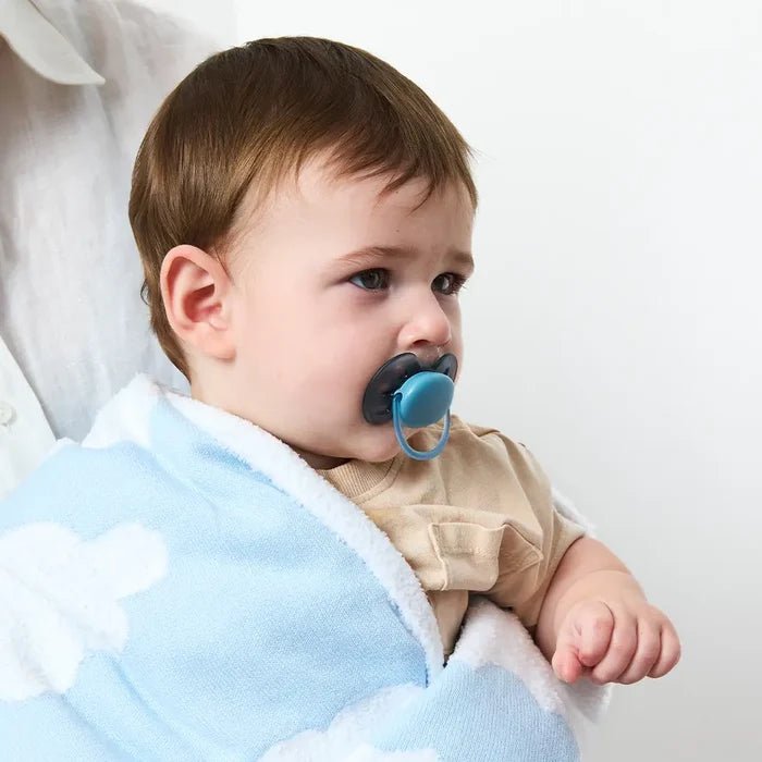 Cotton Knit Pram Blanket -  Blue Cloud Whisper