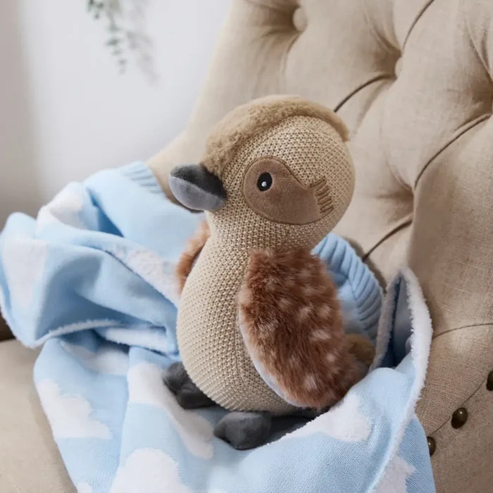 Cotton Knit Pram Blanket -  Blue Cloud Whisper