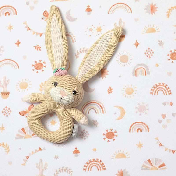 Cotton Knit Ring Rattle - Amelia the Bunny
