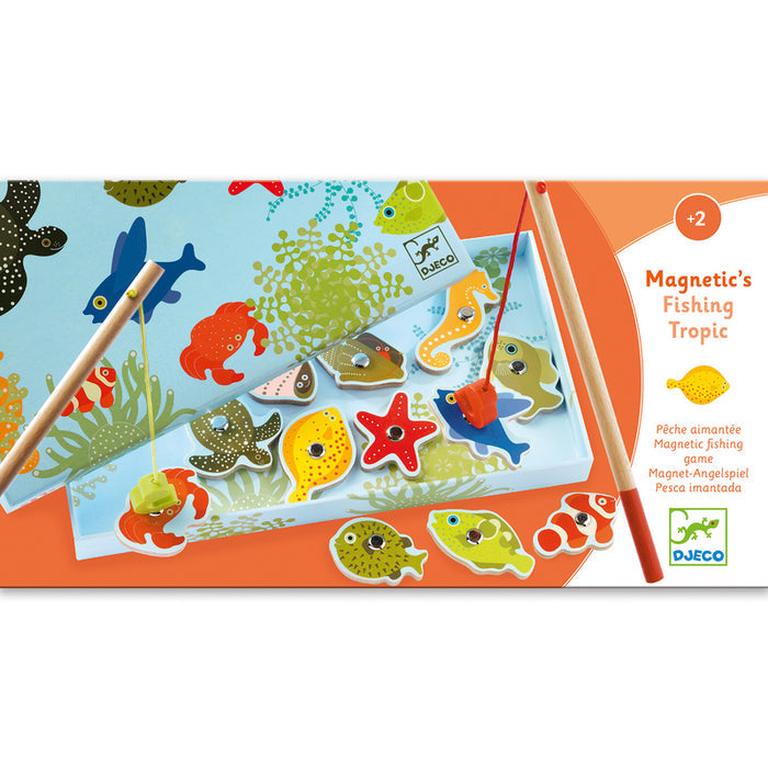 Djeco Wooden Magnetic 12 Piece Tropical Fishing Game