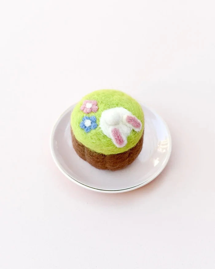 Felt Easter Bunny Floral Cupcake