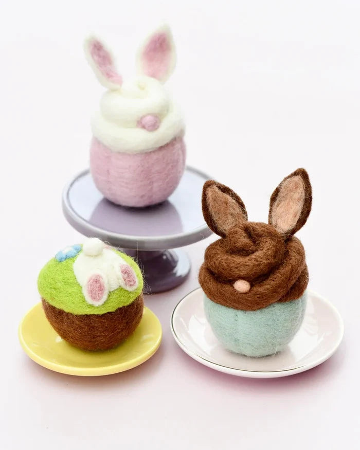 Felt Easter Bunny Floral Cupcake