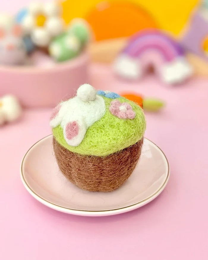Felt Easter Bunny Floral Cupcake