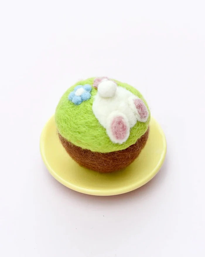 Felt Easter Bunny Floral Cupcake