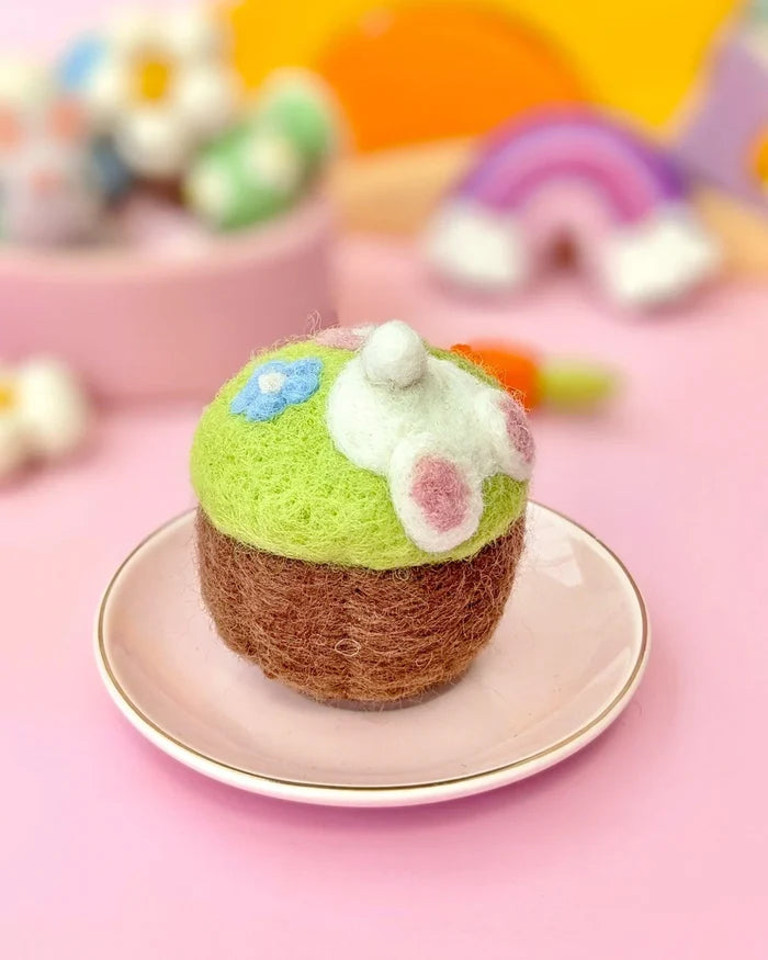Felt Easter Bunny Floral Cupcake