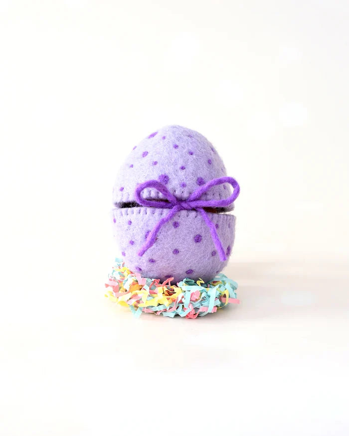 Felt Surprise Egg - Purple with Highland Cow Toy Inside