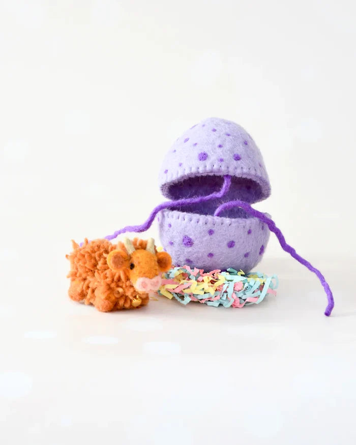 Felt Surprise Egg - Purple with Highland Cow Toy Inside