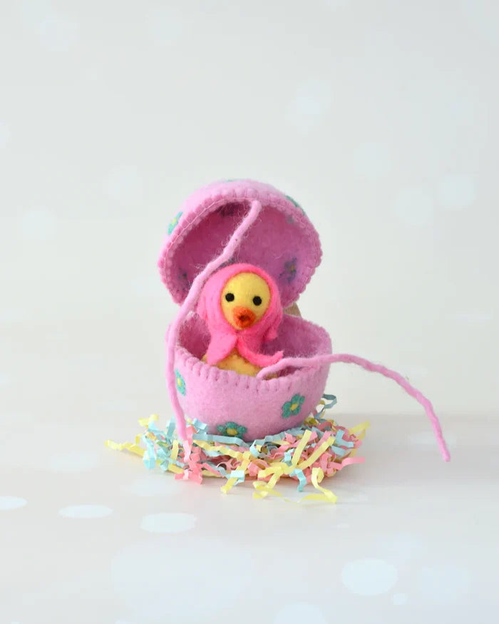 Felt Surprise Egg - with Yellow Duckling Inside