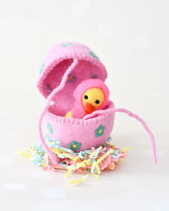 Felt Surprise Egg - with Yellow Duckling Inside