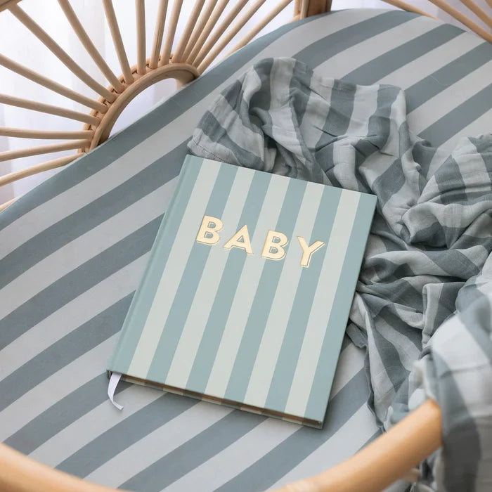 Fox & Fallow Baby Record Book - Sage Stripe