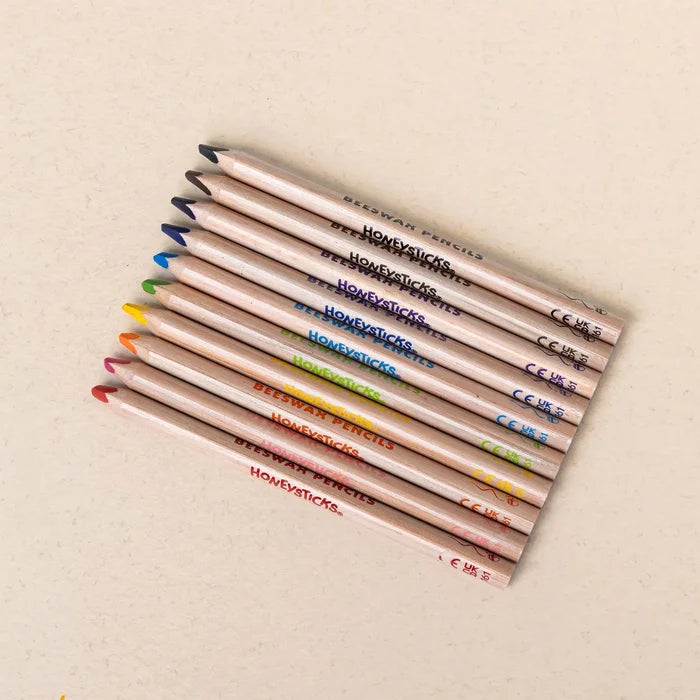 Honeysticks 3-in-1 Beeswax Pencils Jumbo Triangles 10pk