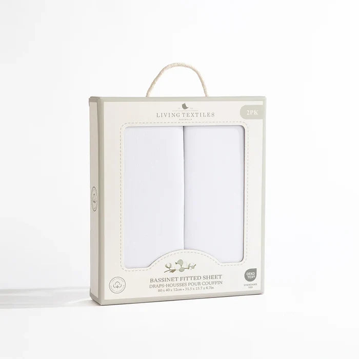 Jersey Bassinet Fitted Sheet 2-Pack - White