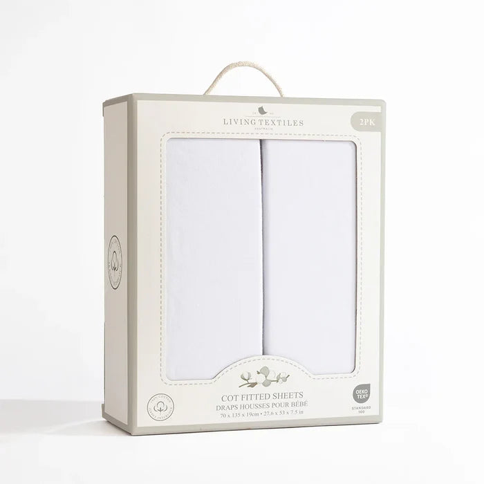 Jersey Cot Fitted Sheet 2 Pack - White