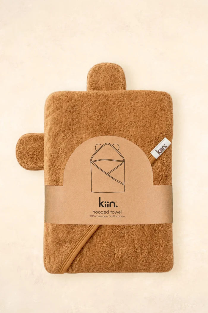Kiin Bamboo Cotton Hooded Towel - Caramel