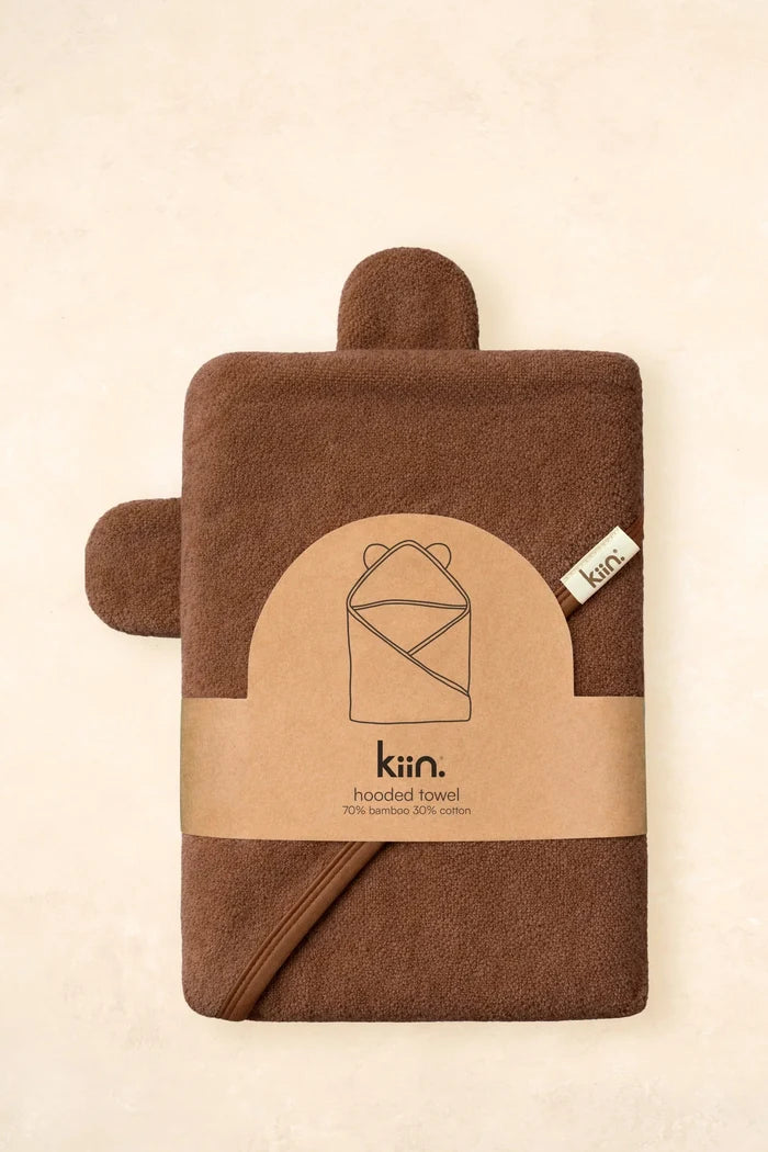 Kiin Bamboo Cotton Hooded Towel - Chocolate