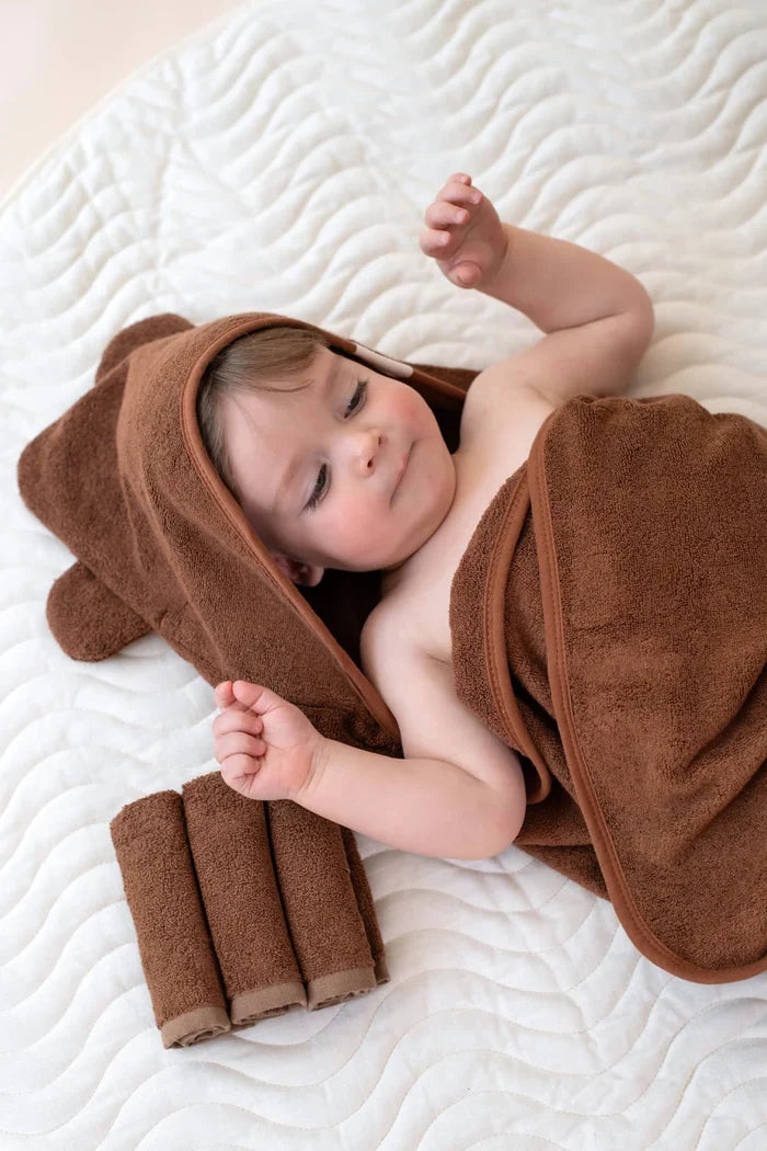 Kiin Bamboo Cotton Hooded Towel - Chocolate