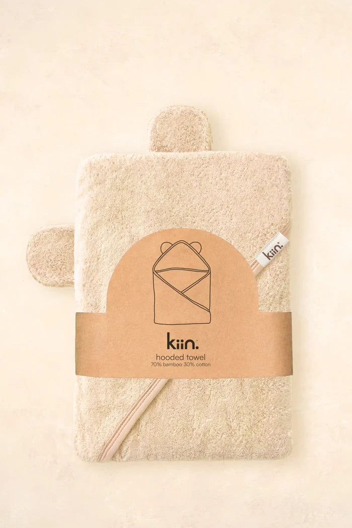 Kiin Bamboo Cotton Hooded Towel - Oat