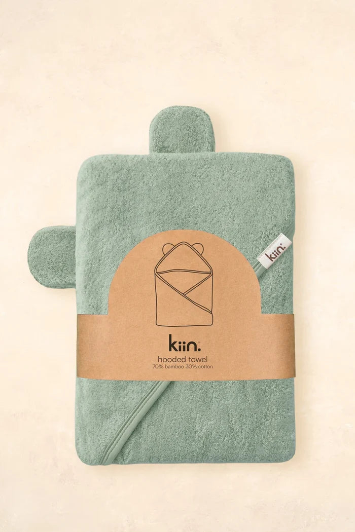 Kiin Bamboo Cotton Hooded Towel - Sage