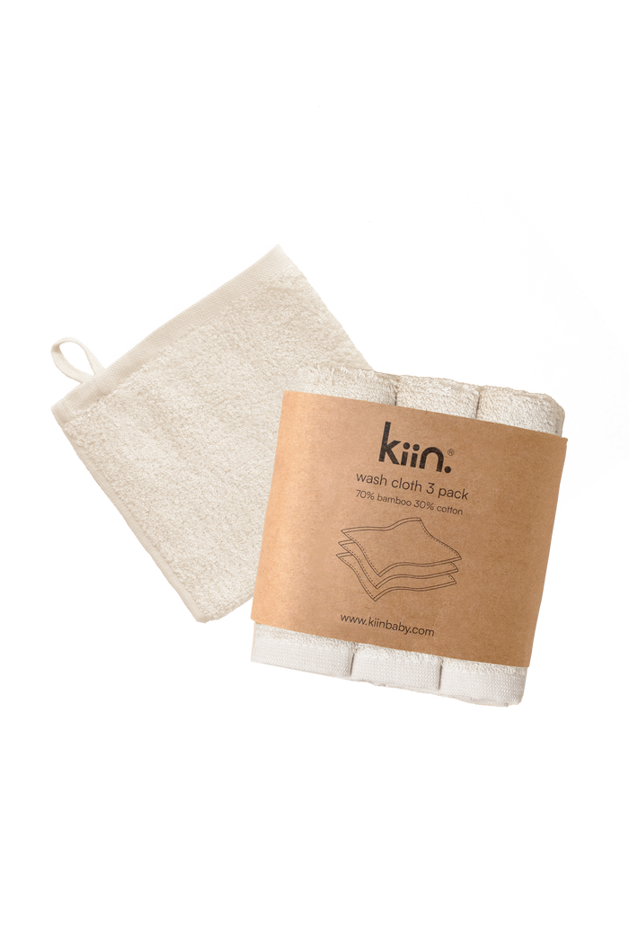 Kiin Bamboo Cotton Wash Cloth 3 Pack - Ivory