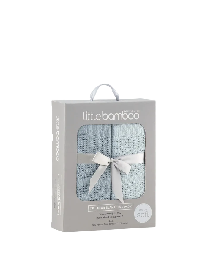 Little Bamboo Baby Cellular Blanket 2 Pack - Retro Blue