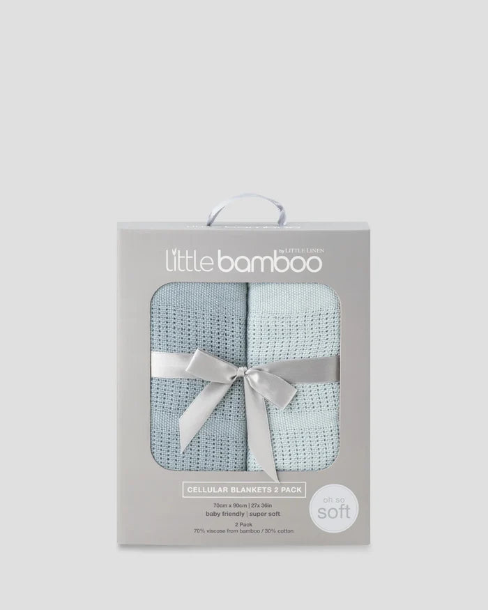 Little Bamboo Baby Cellular Blanket 2 Pack - Retro Blue